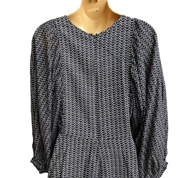 Maeve Anthropologie Navy White Nilaya Flare Pockets Balloon Sleeve Tunic Dress S - Picture 6 of 16